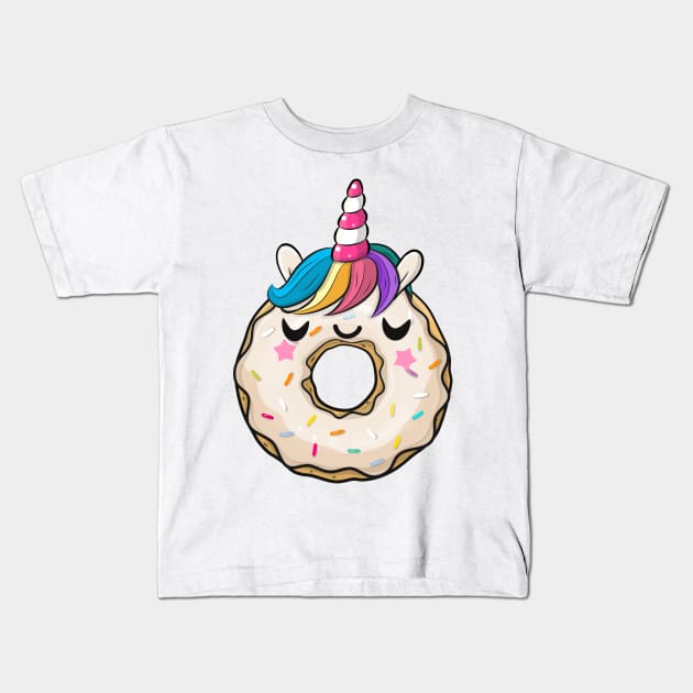 Cute donut with unicorn horn Kids T-Shirt by Reginast777